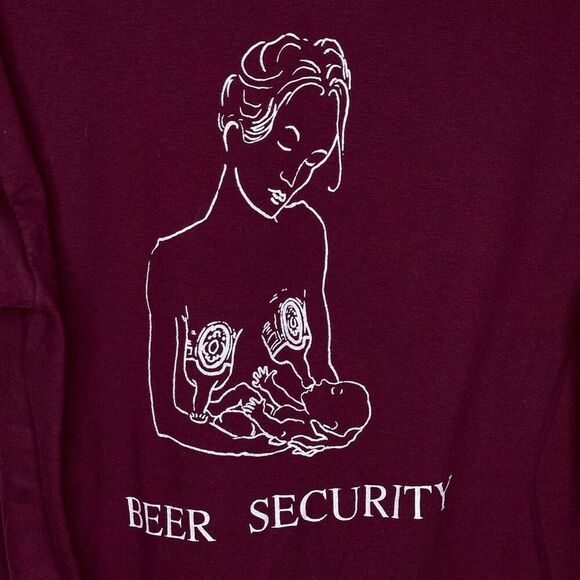 VTG 90’s Funny BEER SECURITY Graphic Shirt Single Stich Made In USA Large - Picture 1 of 6